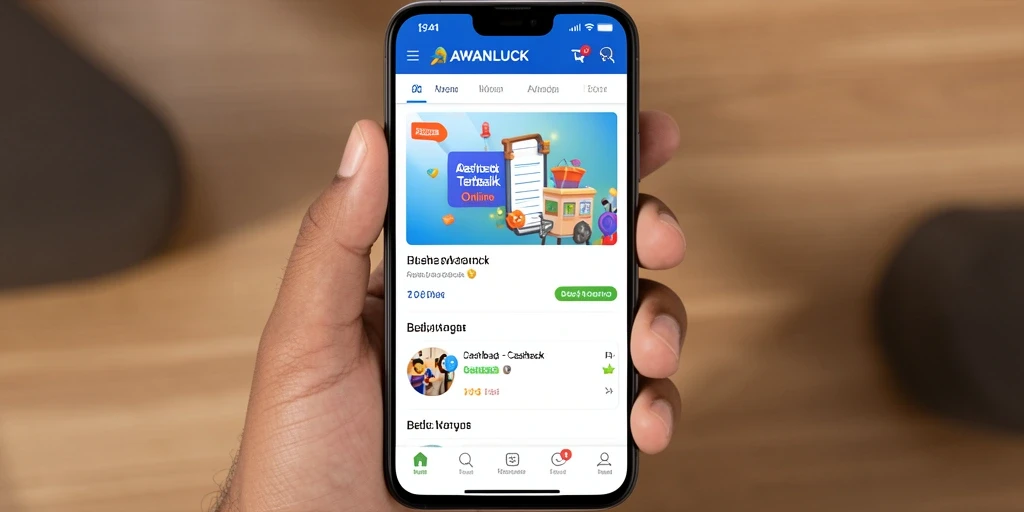 Tampilan antarmuka aplikasi AWANLUCK yang sederhana dan mudah digunakan.