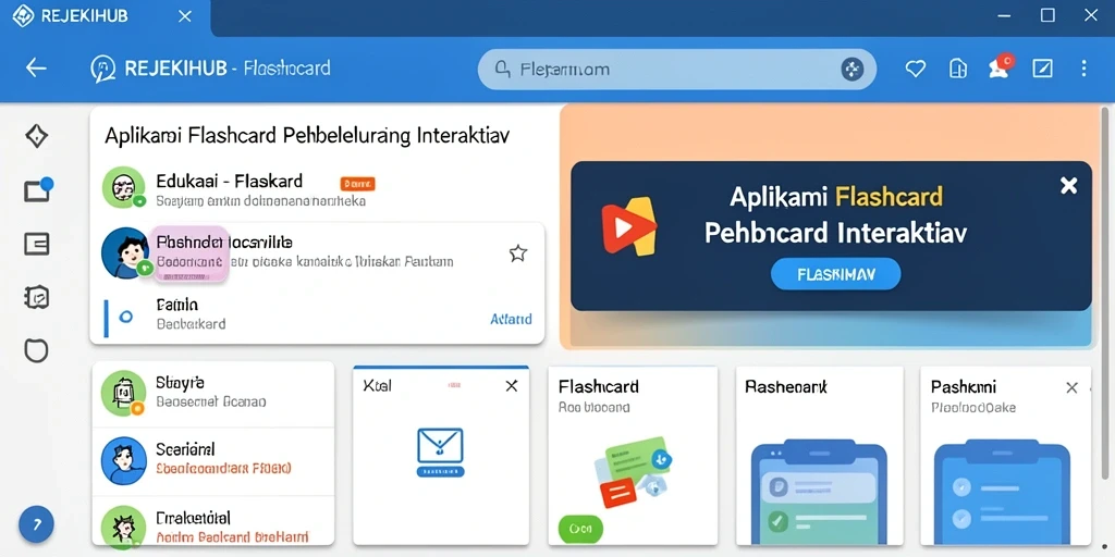 Antarmuka REJEKIHUB yang interaktif untuk pembelajaran Flashcard.