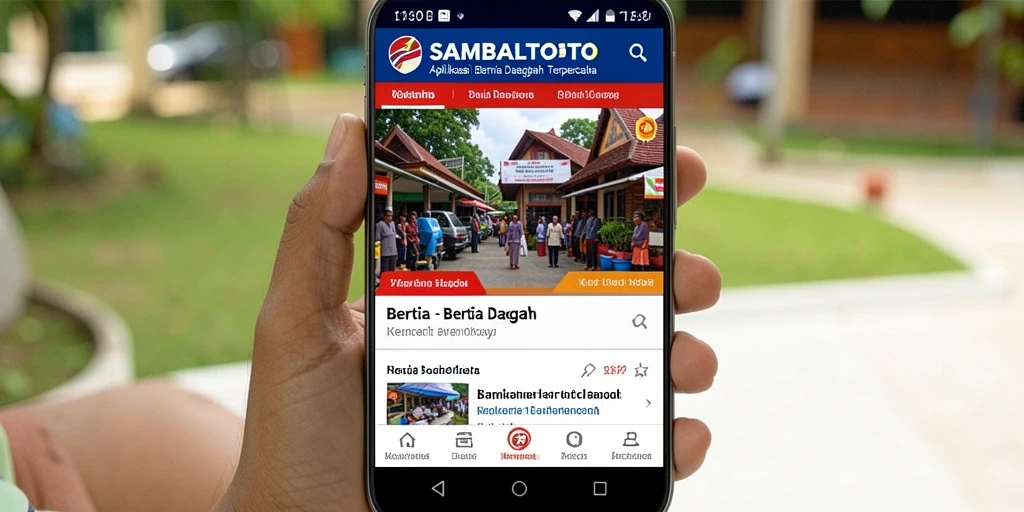 Antarmuka aplikasi SAMBALTOTO menampilkan berita daerah terkini dengan jelas.