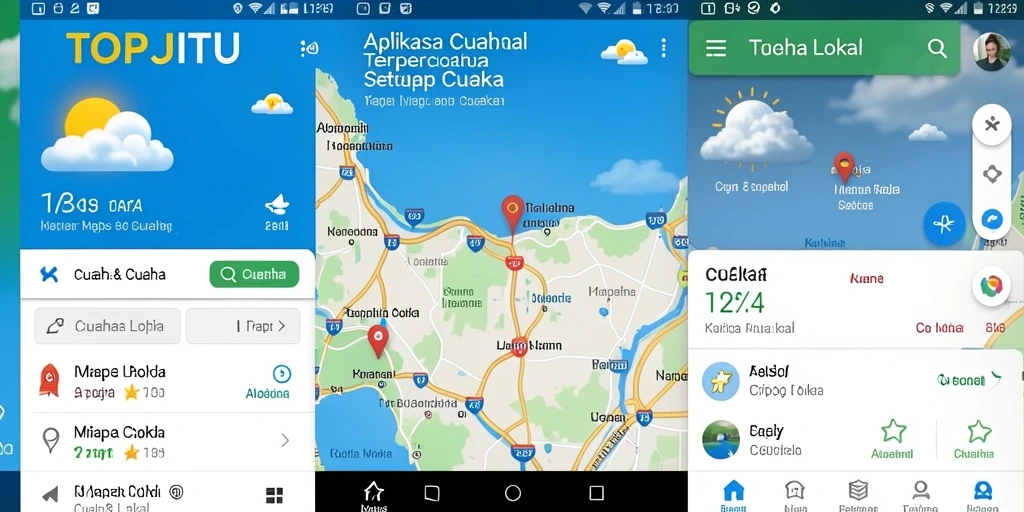 Antarmuka aplikasi TOPJITU dengan informasi cuaca lokal yang jelas.