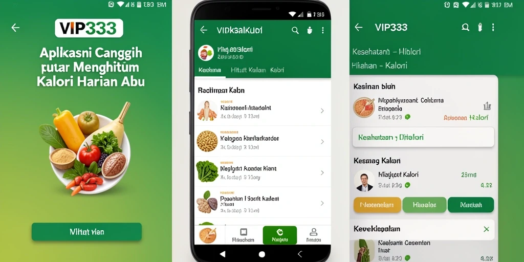 Antarmuka VIP333 yang intuitif untuk menghitung kalori dengan mudah.