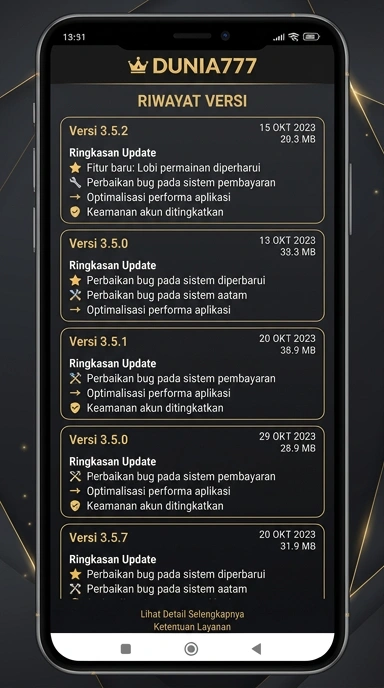 Daftar Riwayat Versi Aplikasi dunia777 untuk Android